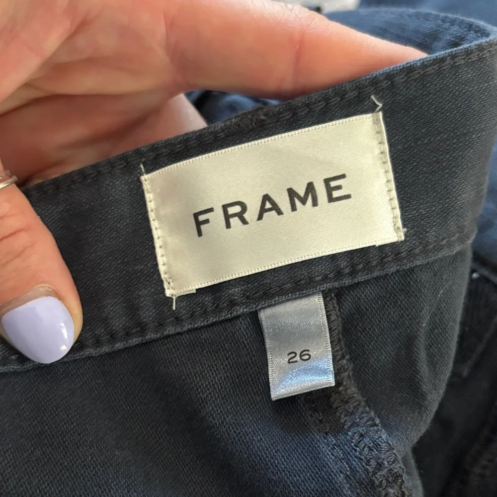 FRAME 70s Patch Pocket Crop Straight-Leg Jeans - Charcoal - Picture 5 of 5